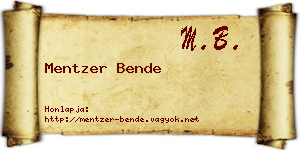 Mentzer Bende névjegykártya